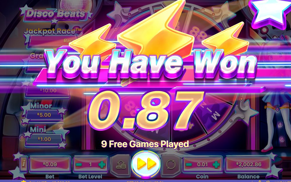 Gewinnanzeige nach einer Runde im Basisspiel